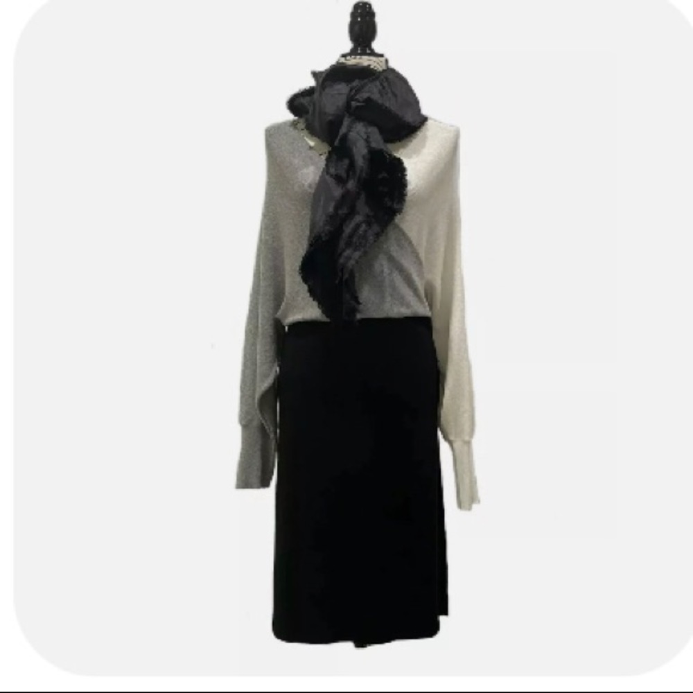 Women's Almost Famous Black Gray White Sweater Color Block Dress
